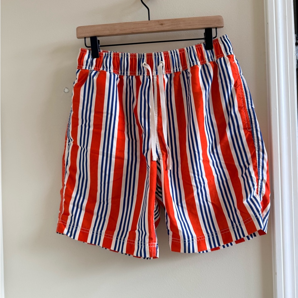 Hanna Andersson Red and Blue Striped Swim Trunks